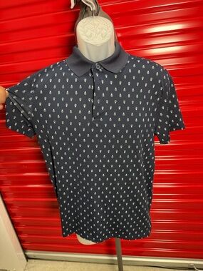 Old Navy Navy Polo with Small Light-Gray Teardrop Print